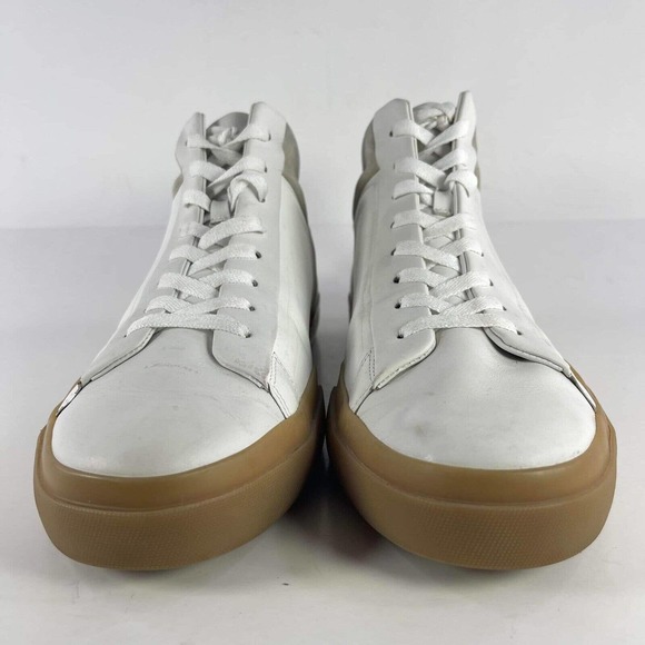 Vince Men's Fynn Leather High Top Sneaker US 11 White Lace-Up Mid Shoes boot - Picture 2 of 11